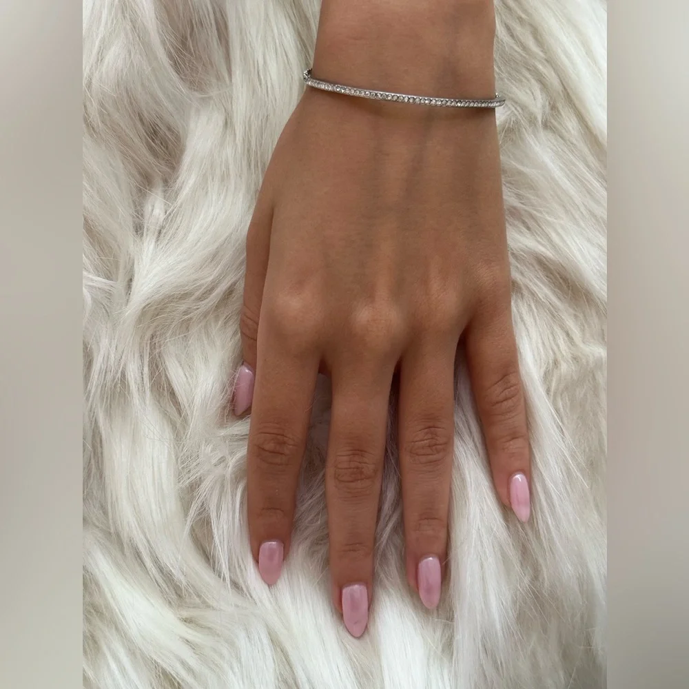 Michael Kors Silver Crystal Pavé Hinged Bangle Bracelet